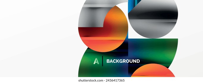 Elegant minimalist background with color metallic circles and triangles, creating harmonious composition of geometric shapes for wallpaper, banner, background, landing page
