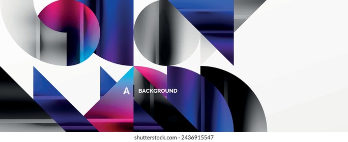 Elegant minimalist background with color metallic circles and triangles, creating harmonious composition of geometric shapes for wallpaper, banner, background, landing page
