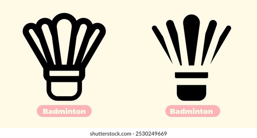 Elegant and minimalist badminton icon featuring a shuttlecock and racket in sleek, clean lines. This icon is perfect for sports apps, websites, event posters, and branding related to badminton