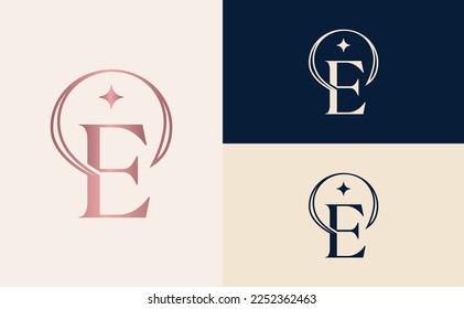 elegant minimalist beauty logo cosmetic letter E