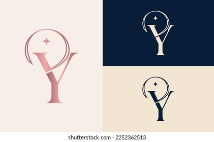 elegant minimalist beauty logo cosmetic letter Y