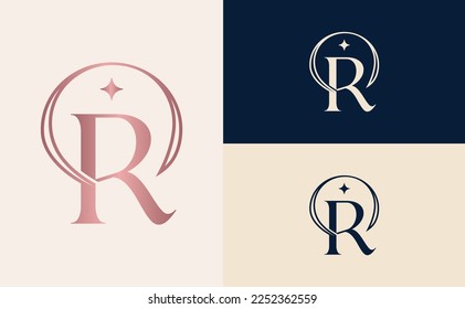 elegant minimalist beauty logo cosmetic letter R