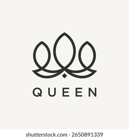 Elegant minimalist black queen crown logo