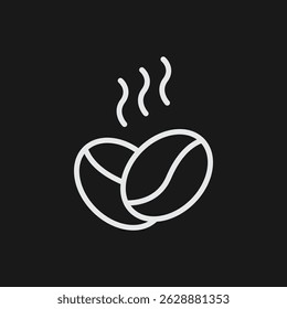 Elegant Minimalist Black and White Coffee Bean and Hot Drink Line Art Illustration