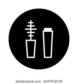 Elegante minimalista preto e branco ícone de rímel design ideal para a promoção de produtos de beleza e anúncios
