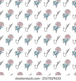 Elegant Minimalist Carnation Floral Aesthetic. Perfect for modern and minimalist projects, this pattern is ideal for wallpapers, stationery, fabric prints, gift wrapping, and branding.