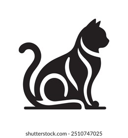  Ilustración de diseño de Vector de gato minimalista elegante