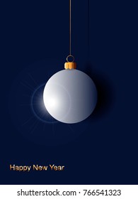 Elegant minimalist Christmas ball. Realistic vector illustration with 3d effect. Applicable for cards, postcards, posters, prints, brochures and wallpapers.