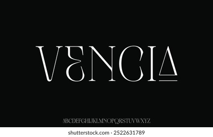 Ilustração de vetor de fonte de exibição de alfabeto serif decorativo minimalista elegante