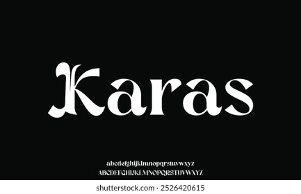 Elegant minimalist decorative serif alphabet display font vector illustration