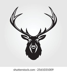 Elegant minimalist deer head logo icon with clean lines and modern design. Ideal for branding, luxury products, nature themes, or wildlife-inspired projects.