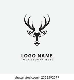 elegant minimalist deer logo icon. Abstract vector graphics simple elegant flat illustration style.