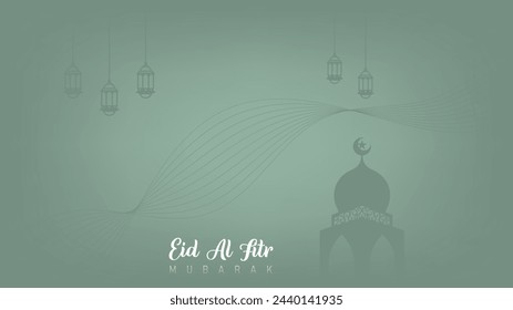 El elegante diseño minimalista para celebrar el Eid al-Fitr para los musulmanes es muy adecuado para pancartas, fondos de pantalla o fondos