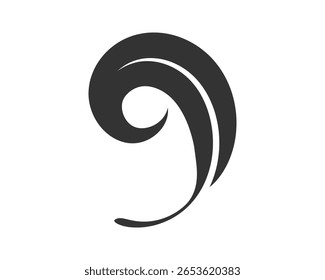 Design elegante e minimalista com onda estilizada ou redemoinho. Ideal para marcas, logotipos ou gráficos abstratos. Representa fluxo, movimento e elementos naturais. Design versátil.