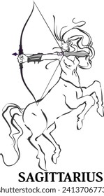 Elegant minimalist drawing of a mythological centaur archer