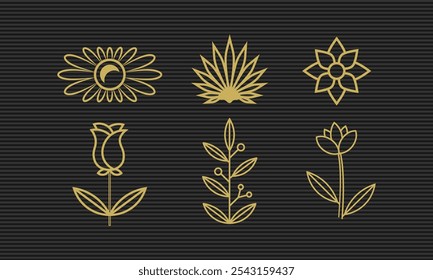 Elegant Minimalist Floral Line Art Vector Set EPS for Decorative Designs, Botanical Themes, Perfect for Branding and Prints
