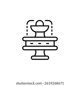 Elegant minimalist fountain drawing with flowing water depiction design