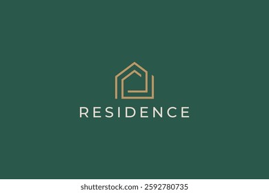 Elegant and Minimalist Gold House Logo for Real Estate and Property Management