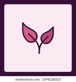 Elegant minimalist icon featuring two stylized leaves in a soft color palette