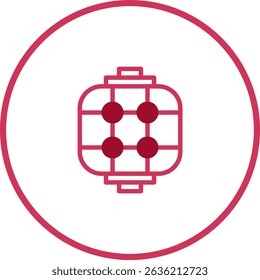 Elegant minimalist illustration of a traditional Chinese lantern in a vibrant pink circle