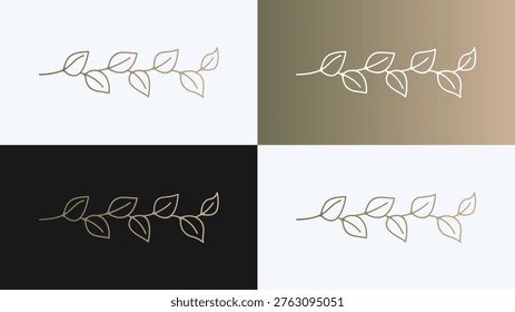 Elegant Minimalist Leaf Branch Logo-gram Vector for Luxury Branding Identity Design