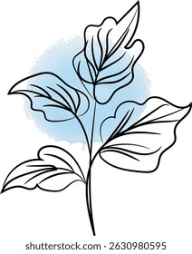 Elegant minimalist line art botanical illustration of leaves.