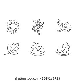 Elegant Minimalist Line Art Botanical Leaf and Branch Illustrations Nature Design Elements Organic Swirl Patterns