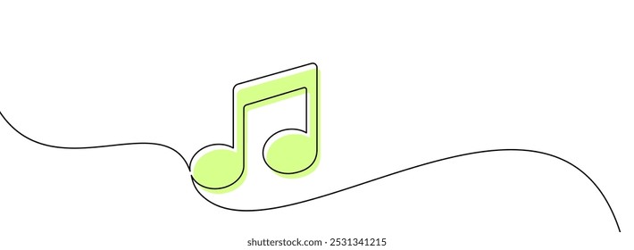 Elegant minimalist line art with a green music note. Vector illustration ideal for creative designs.