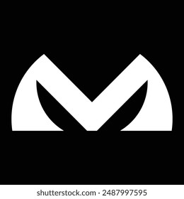 Elegant Minimalist M Logo for Versatile Use High Contrast M Logo Design for Modern Brands on a black background.  Abstract letter M logotype, digital cyber alphabet made futurism style