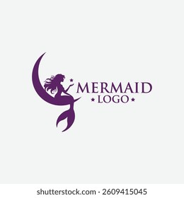 Elegant Minimalist Mermaid Logo, Enchanting Mermaid Silhouette Logo, Classic Mermaid Logo Design