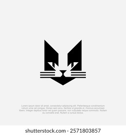 Elegant Minimalist Modern, Simple Flat Kitten Logo Design for Modern and Adorable Branding