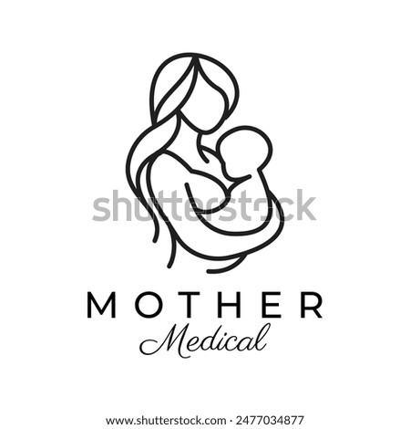 Elegant Minimalist Mother and Baby logo design, perfect for branding clinics, medical services, maternal health, pregnancy, and childcare