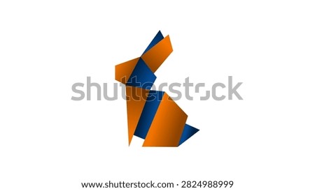Elegant, minimalist origami-style rabbit vector illustration