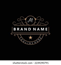 Elegant Minimalist Ornament Logo Template Luxury Ornament Wedding Decoration Business, Batik Style Invitation, Batik, Frasion, Initial Brand Design