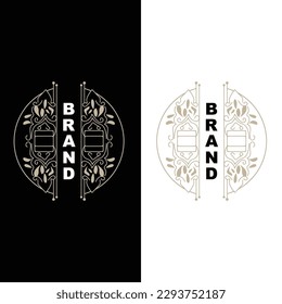 Elegant Minimalist Ornament Logo Template Luxury Ornament Wedding Decoration Business, Batik Style Invitation, Batik, Frasion, Initial Brand Design