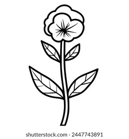 Elegant and minimalist outline vector icon depicting a flower, suitable for web, print, and graphic design applications.
