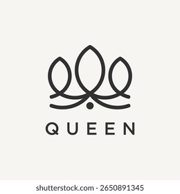 Elegant minimalist queen crown logo