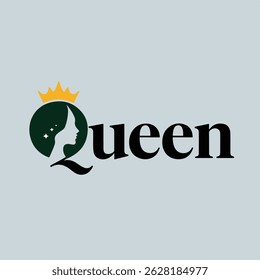 Elegant Minimalist Queen Logo with Profile Silhouette