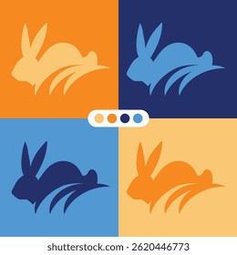 Elegant and minimalist rabbit vector silhouette, suitable for use in graphic design, logos, icons and illustrations.