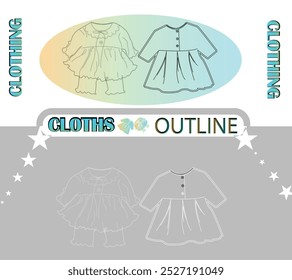 "Elegant and minimalist, these cloth outline designs capture the essence of fabric with simple, clean lines. Each illustration presents a variety of textiles, from flowing dresses to structured suits,
