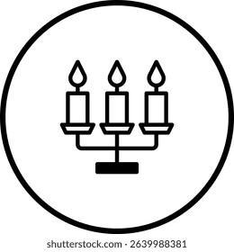 Elegant minimalist vector icon illustration of a candelabra with lit candles