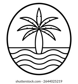 Elegante y minimalista Ilustración vectorial con un sencillo diseño de logo en blanco y negro.
