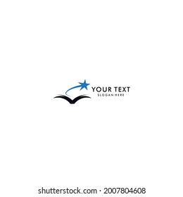 elegant minimalist vector university school book and star logo