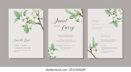 Elegant and minimalist wedding invitation template. Premium wedding invitation template. Wedding engagement template