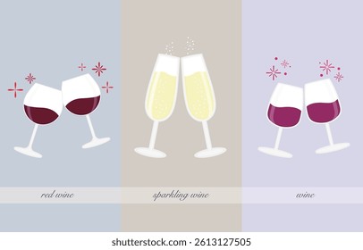 Elegant Minimalist Wine Toast Illustration