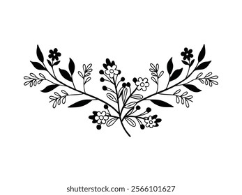 Elegant Minimalistic Botanical Silhouettes Vector