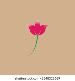 Elegant Minimalistic Pink Flower Illustration on a Beige Background   A Perfect Blend of Simplicity and Nature Inspired Design   