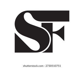 Monograma SF elegante y minimalista en un diseño geométrico, ideal para el uso del logotipo.