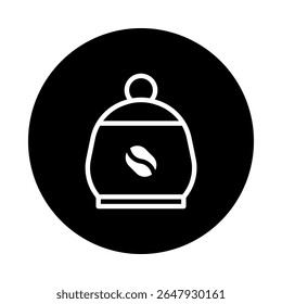 Elegant minimalistic vector illustration featuring coffee canister icon in black and white design ideal for various applications