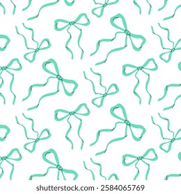 Elegant mint green bows pattern on a white background perfect for various design projects